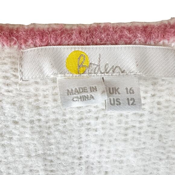 Boden Fluffy Frill V-neck Sweater Ivory Alpaca Size 12 - Picture 11 of 15